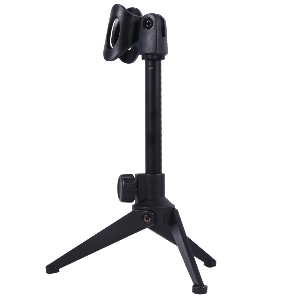 Liftable Microphone Stand Triangle Desktop Microphone Rack Stand for Music Anchor (Black Plastic Pattern)