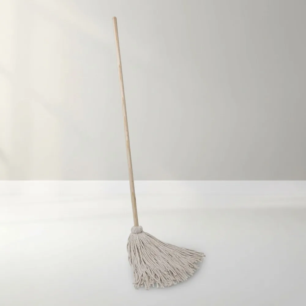 

Premium 24oz Cotton Deck Mop, 54" Oak Wood Handle, 6-Pack for Heavy-Duty Cleaning