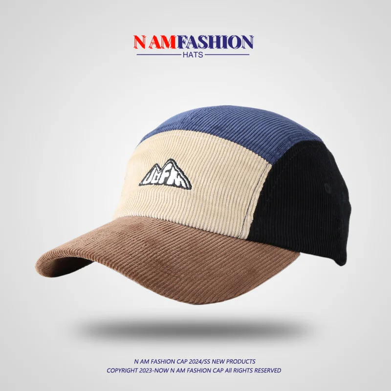 

Letter embroidery color matching corduroy cap splicing autumn and winter soft top versatile baseball cap