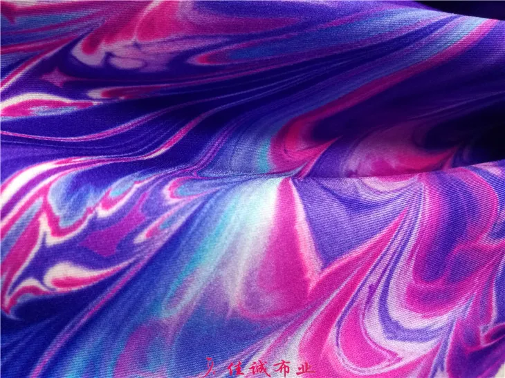 Printed Fabric with High Elasticity on All Sides Purple Flame Flower Spandex Lycra Bottom Stage Performance Costume Fabric YLK