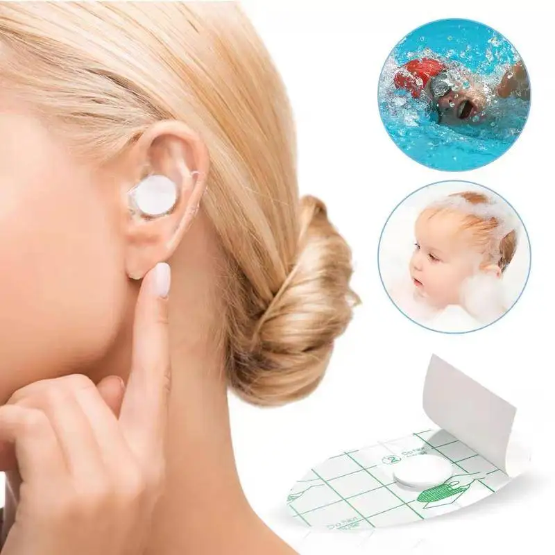 60pcs Ear Covers Shower Disposable Ear Protector Waterproof Self-Adhesive Stickers for Bath Swimming Bathing Underwater Sport