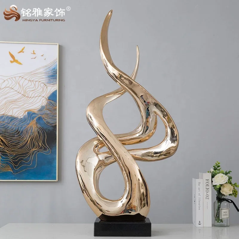 Wholesale Custom High Quality Resin Artificial Abstract Ribbon Large Sculpture Hotel Lobby Home Decoration Resin Sculpture