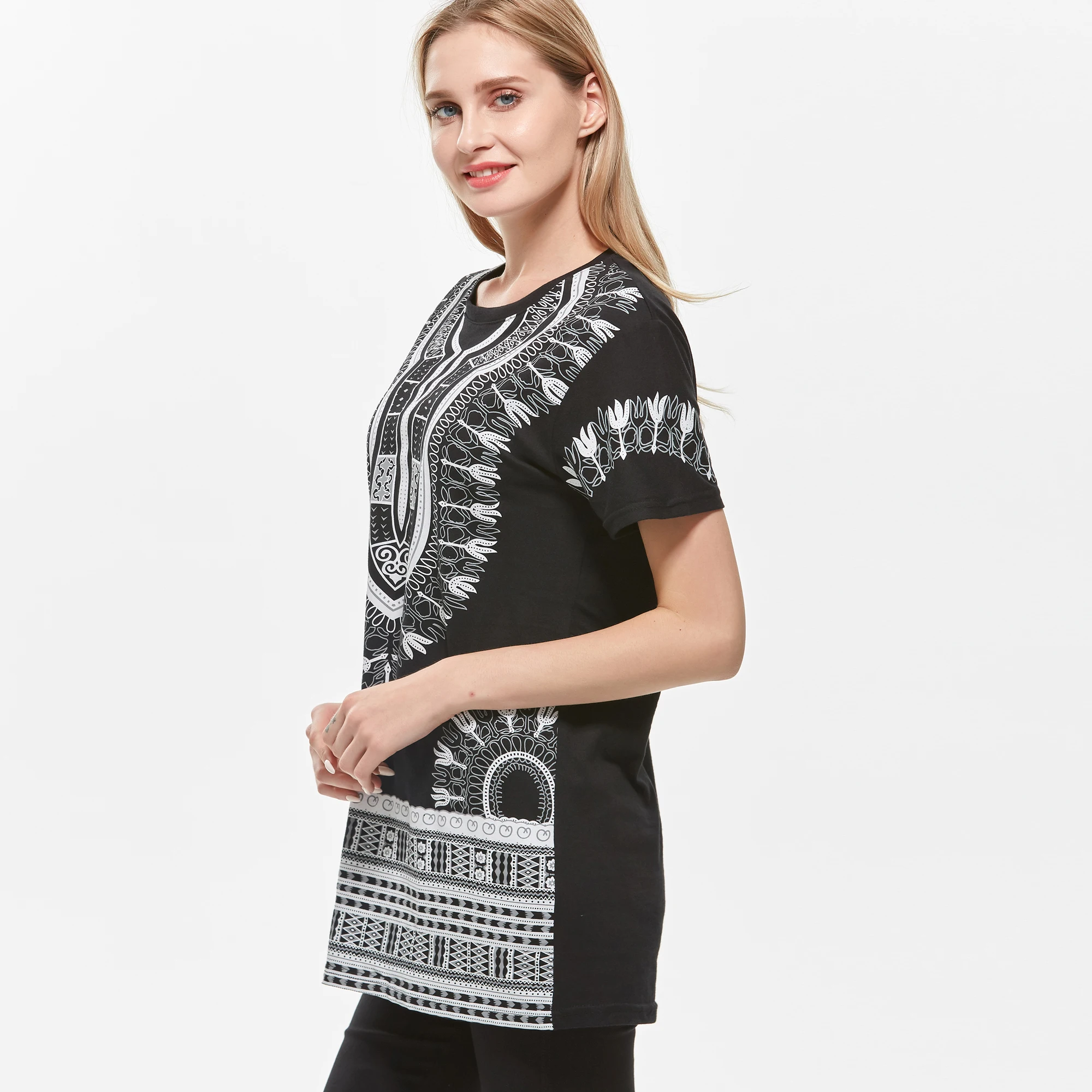 Larghezza del petto: 39.37 "lunghezza: 30.71" camicia africana Dashiki Unisex Africa tradizionale felpa con cappuccio Top vestiti taglia unica