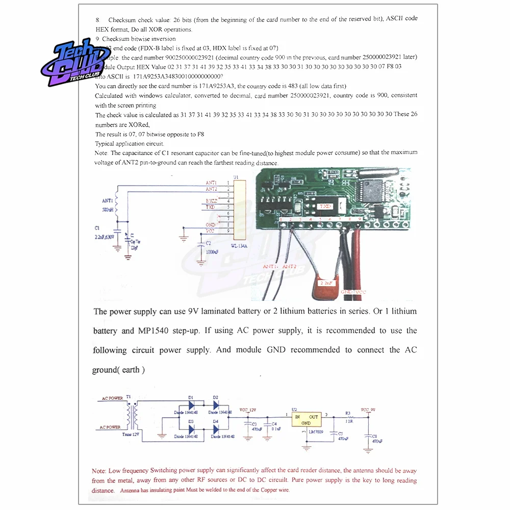 RFID Card Read Module Remote 134.2K ID Card TI HDX Tag Tube FDX-A FDX-B RI-TRP-DR2B Wireless Antenna  Electronic Component Kit