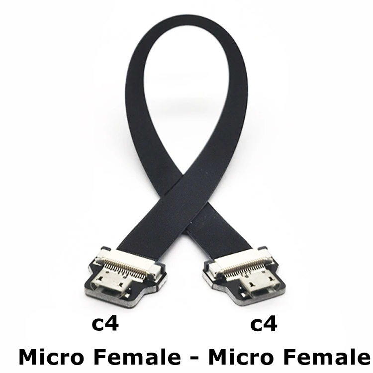 Anti-Interference FFC Micro-USB Male/ Female FPV Flat Slim Ribbon FPC Flexible Cable Right Angle Micro USB Micro-B Charging Line