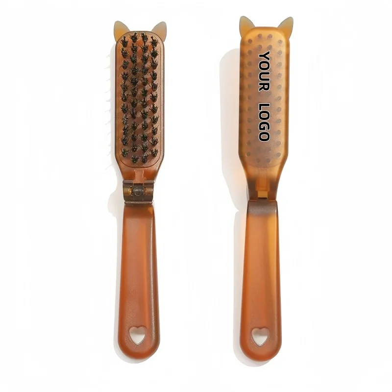 

【Logo Custom】50Pcs Customized Amber Folding Comb Suitable for Hair Salon Enterprises, Small Batch Customization Factories