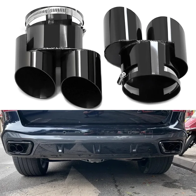 Exhaust Tip For BMW X5 G05 X6 G06 2019-2023 Up X5M Look Quad Stainless Steel Tailpipe Exhaust Pipe Muffler Tip Nozzle