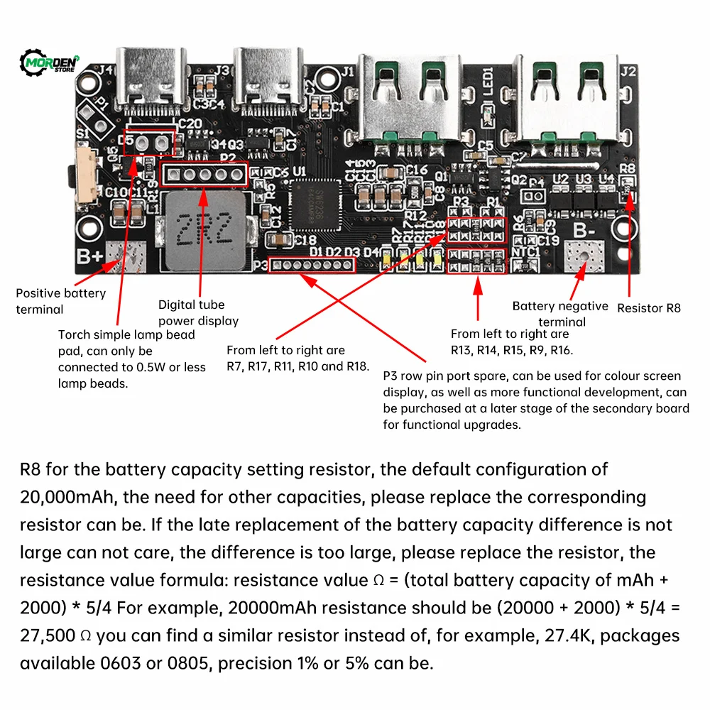 22.5W Quick Charging Mobile Power Module QC4.0 PD3.0 5 Port Dual USB Mobile Power Bank Circuit Board Power Supply