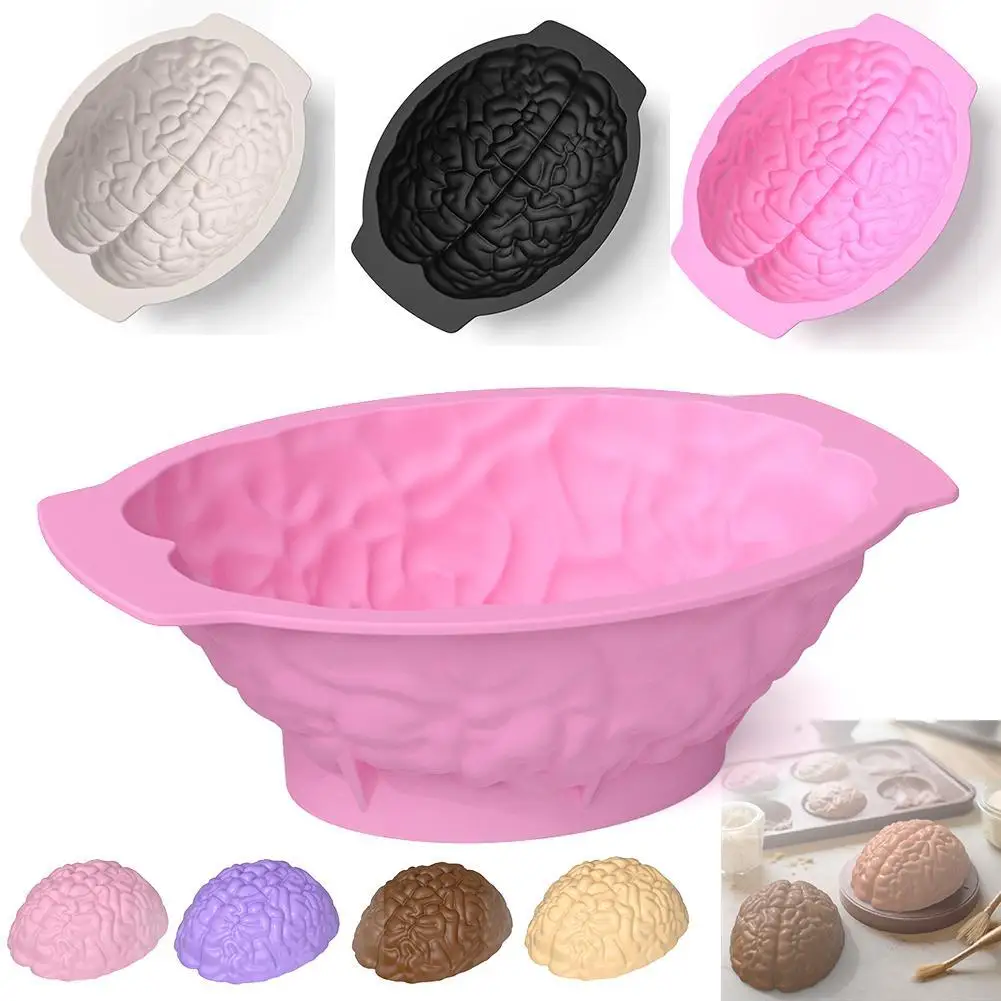 

3style Silicone Brain Shape Mold For Diy Ice Cubes Puddings Chocolates Cakes Halloween Christmas Festival Party