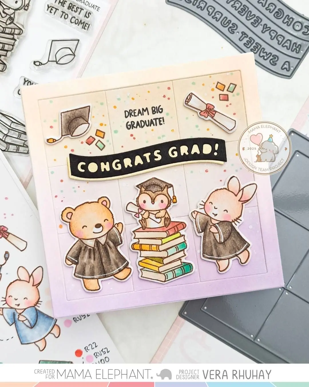 2025 New Mama Elephant Stamps T Congrats Graduate Die Grid Line Detail Frames Creative Cuts Dies Potted Plant DIY Scrapbook Mold