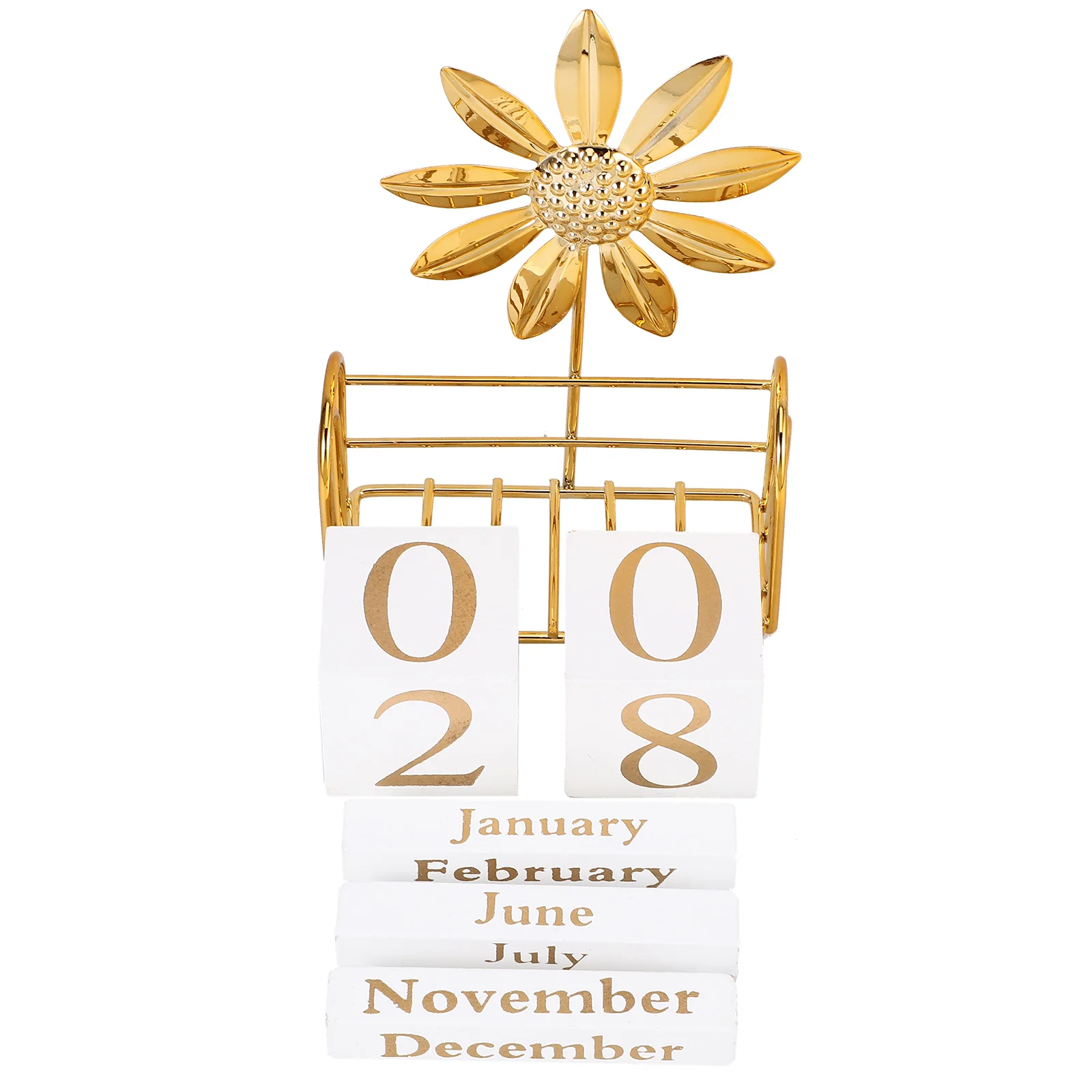 

Wooden Calendar Blocks Stylish Decorative Design Elegant Wood Desk Office Home Perpetual Reusable Standing Table Accessories