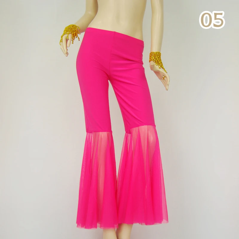 

Women Sexy Lace Chiffon Pants Practice Belly Dance Pants Bollywood Indian Dance Costumes Tribal Belly Dance Flared Trousers