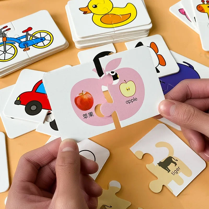 32 pçs montessori criança cartão jogo de correspondência educação precoce quebra-cabeça brinquedos dos desenhos animados brinquedos cor forma treinamento cognitivo presente