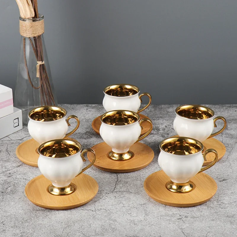 Best 2pcs/set Turkish Coffee Cups Set Of 2 Ceramics Cup Of Coffee Creative Gifts Relief Teacup And Saucer Set Retro 90ml Gobelet