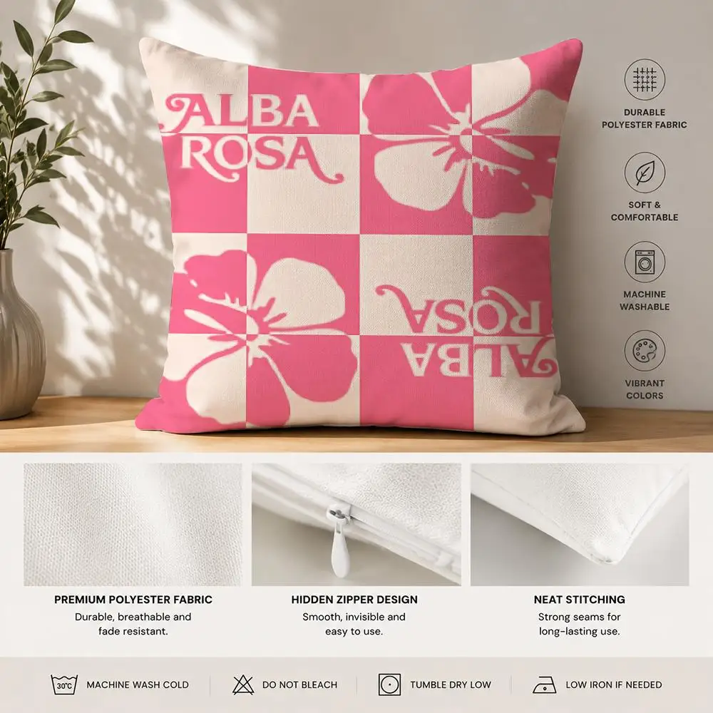 Fashion A-ALBA R-ROSA Cushion Cover 40x40cm Square Decorative Sofa Cushion Cover Bedroom Living Room Home Decor Gift