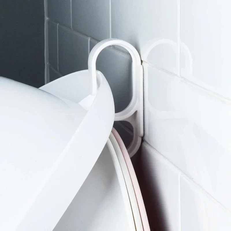 Double Layer Wall Hanging Washbasin Hook Punch Free Adhesive Wash Basin Storage Rack Save Space Home Universal Storage Hook image 4
