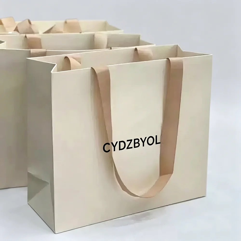 

300pcs custom logo paper bags for small business wig clothes package shopping bags personization text images gifts paper bags