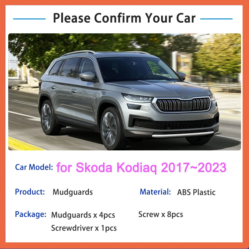 4x for Skoda Kodiaq 2017 2018 2019 2020 2021 2022 2023 MudFlap Mudguards Splash Guards Fender Flare Front Rear Wheel Accessories