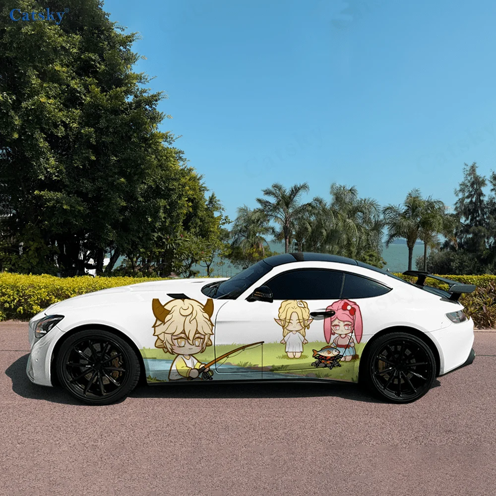 

Сяоoniu и его друзья, высококачественные наклейки с креативным рисунком для кузова автомобиля, двери, две модные наклейки, две украшения