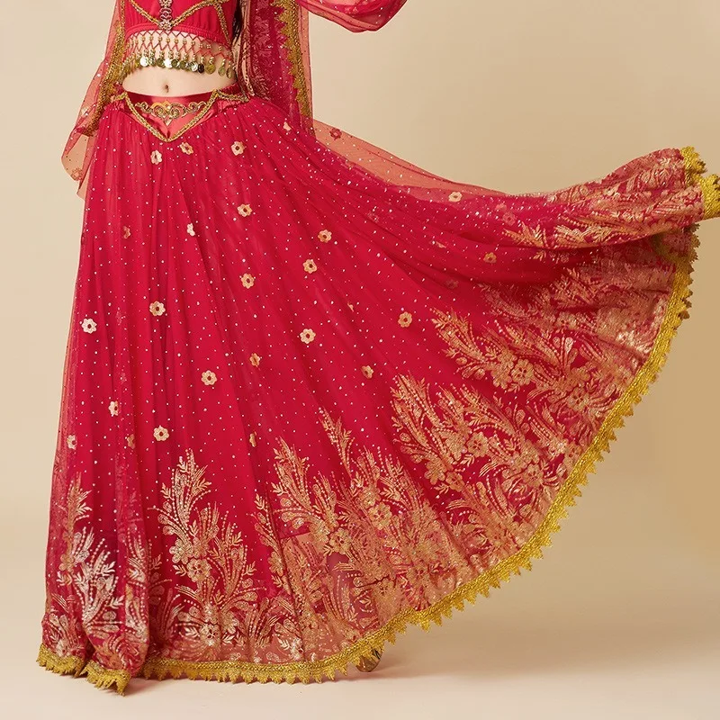 Customized Princess Belly Dance Costumes 720 Degree Grand Swing Long Dress Exotic Style Performance Dress Indian Clothes Women