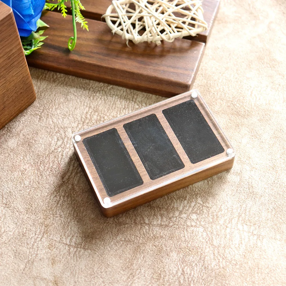 3/5 Slot Wooden Ring Box Opening Window Magnetic Cover Black Walnut Cufflinks Box Dustproof Rectangular Jewelry Ring Holder