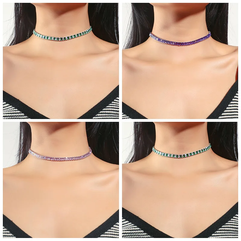 Fashion Inlaid Zircon Luxury Shiny Necklace for Women's AAA+ Cubic Zircon Cropped Necklace for Women Sexy Ladies Party Necklace