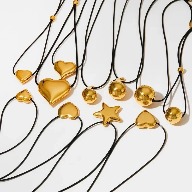 Modern Jewelry European and American Design Gold Color Heart Teardrop Pendant Necklace For Women Party Gifts Accessories