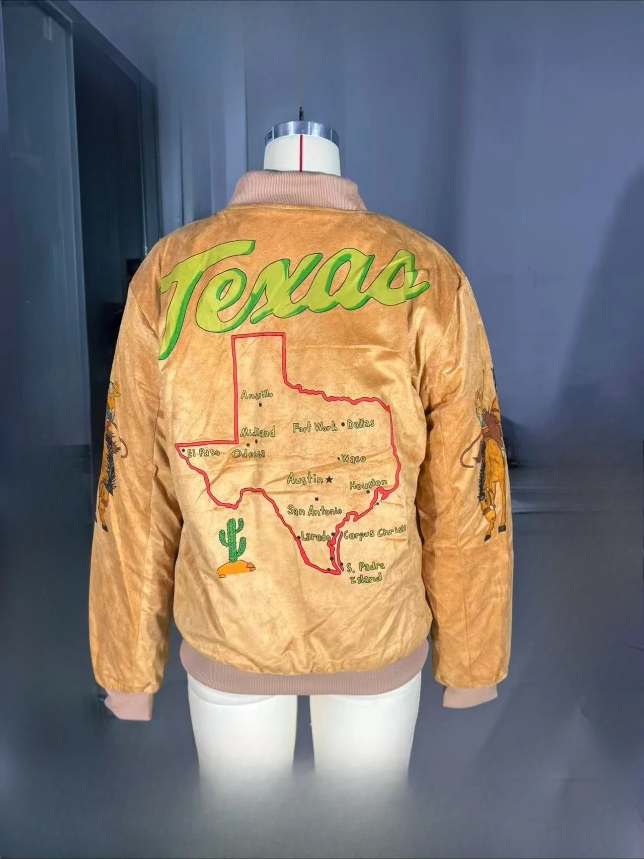 Y2K street American retro embroidered cow head fashion loose jacket men's 2026 new Harajuku hip-hop casual retro zipper top view 6