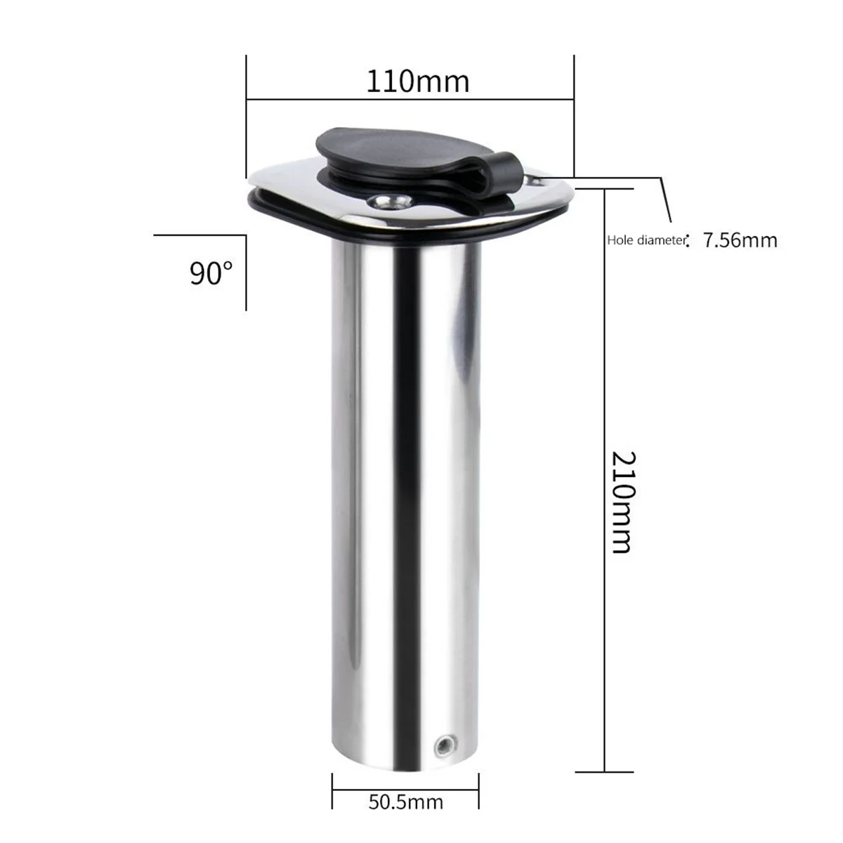 Stainless Steel Fixed-Angle (15°/30°/90°) Fishing Rod Holder for Marine Tube Mounting