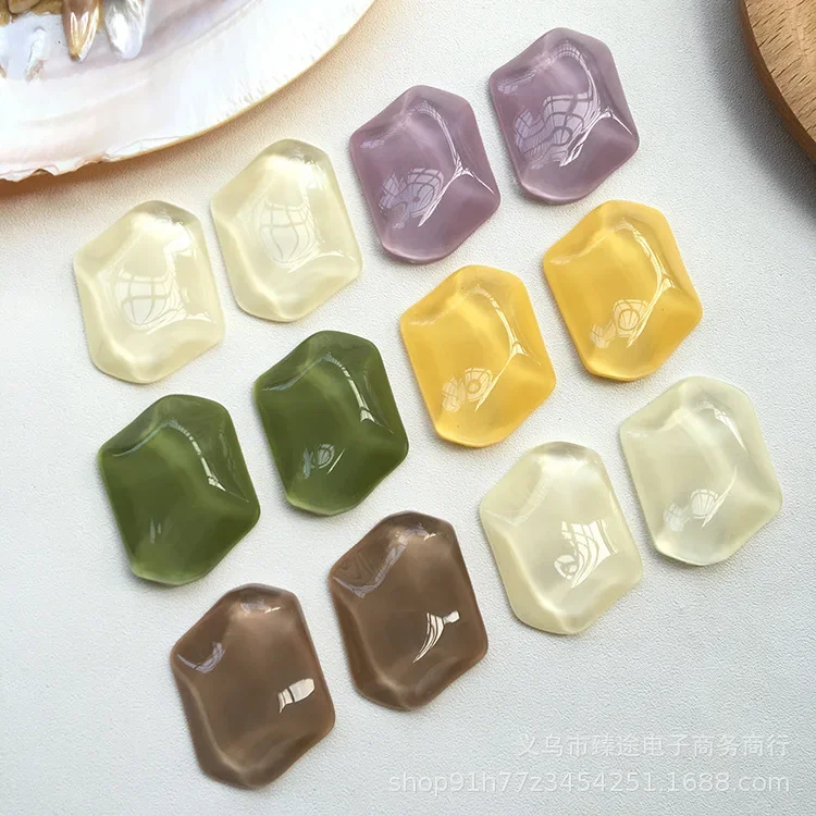 5pcs South Korea irregular diamond water ripple semi-transparent Flat Back Cabochon Scrapbook Kawaii DIY Accessories