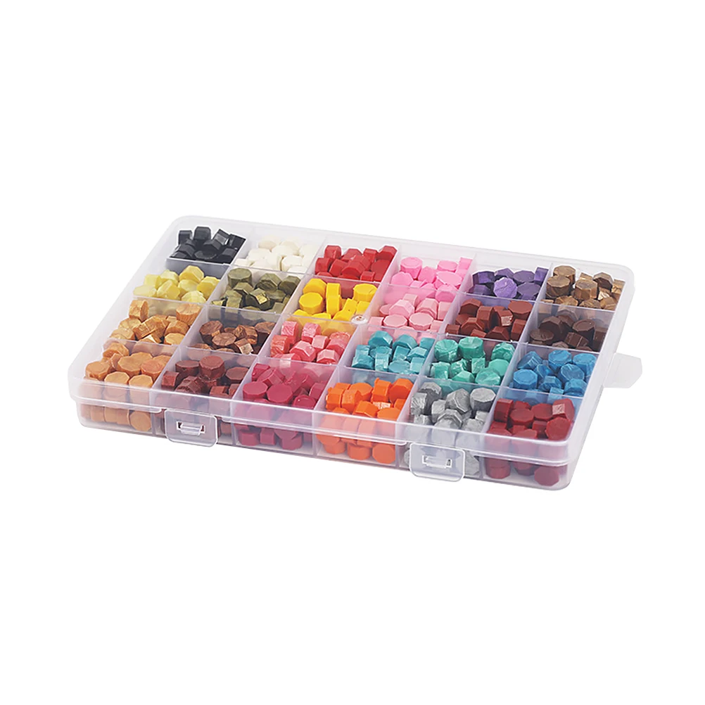 

24 Grids Sealing Beads Kit Fire Stamp Set Colorful Melting Spoon Envelope Sealing Stamping Wax For Wedding Christmas Letters