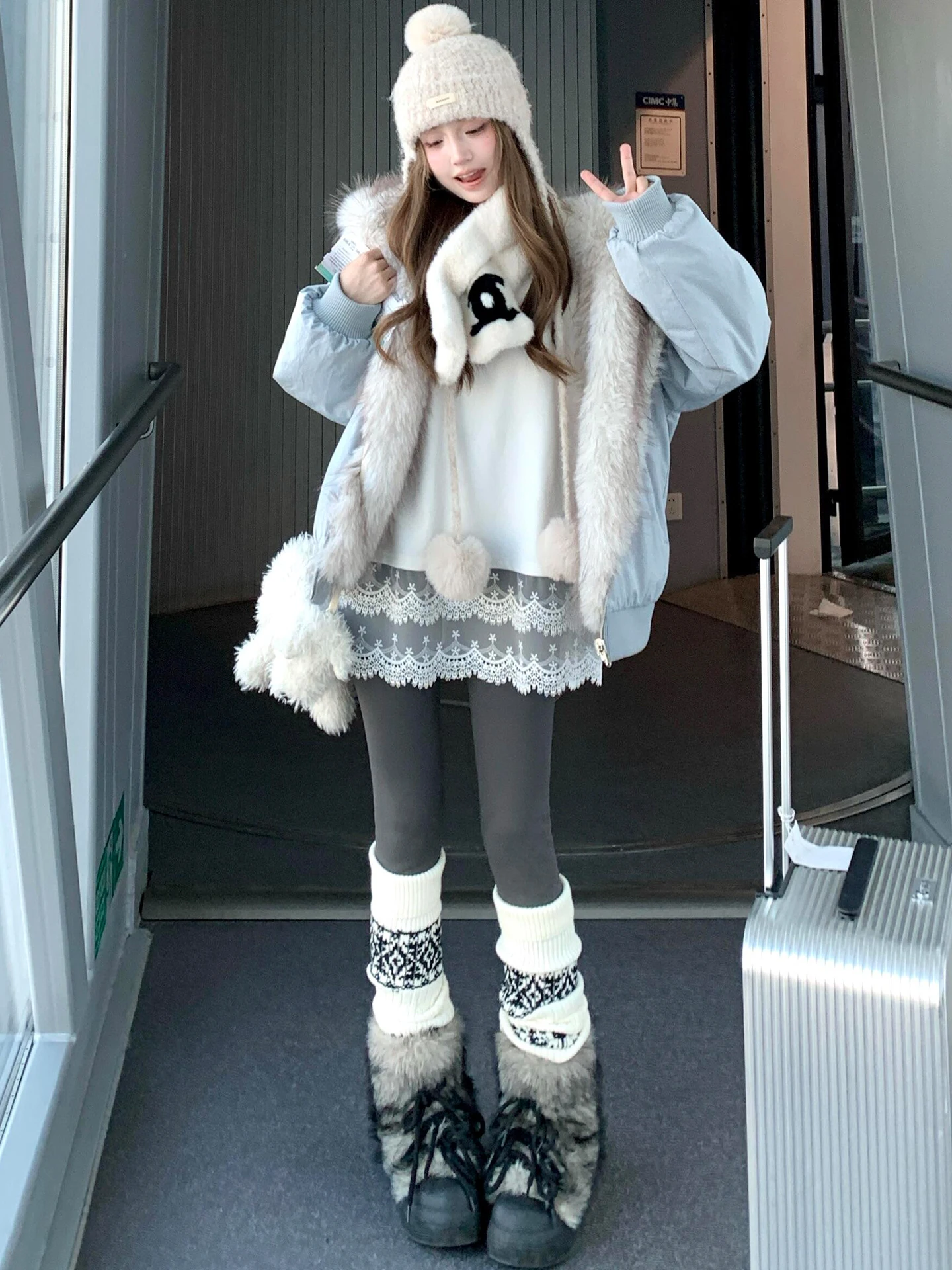 Pantalones de Yoga de otoño e invierno para mujer, pantalones de algodón cálidos, ajustados, de capa Base, con forro de Fce profundo