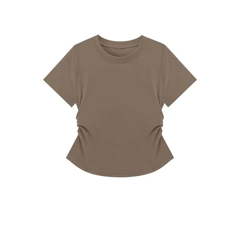 Damen-Sommer-Kurzarm-Top für modisches, vielseitiges Basishemd, schmale Passform, Rundhals-T-Shirt, lässig und sexy, atmungsaktiv und cool – Detail 15