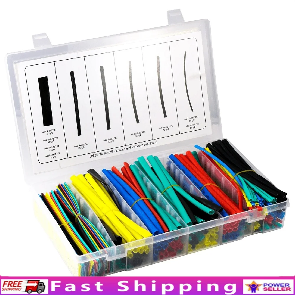 

Ассортимент термоусадочных трубок из 235 штук, 8 размеров от 3/32 до 3/4 дюйма, длина 6 дюймов, изоляция электрических проводов, соотношение термоусадочной трубки 2:1