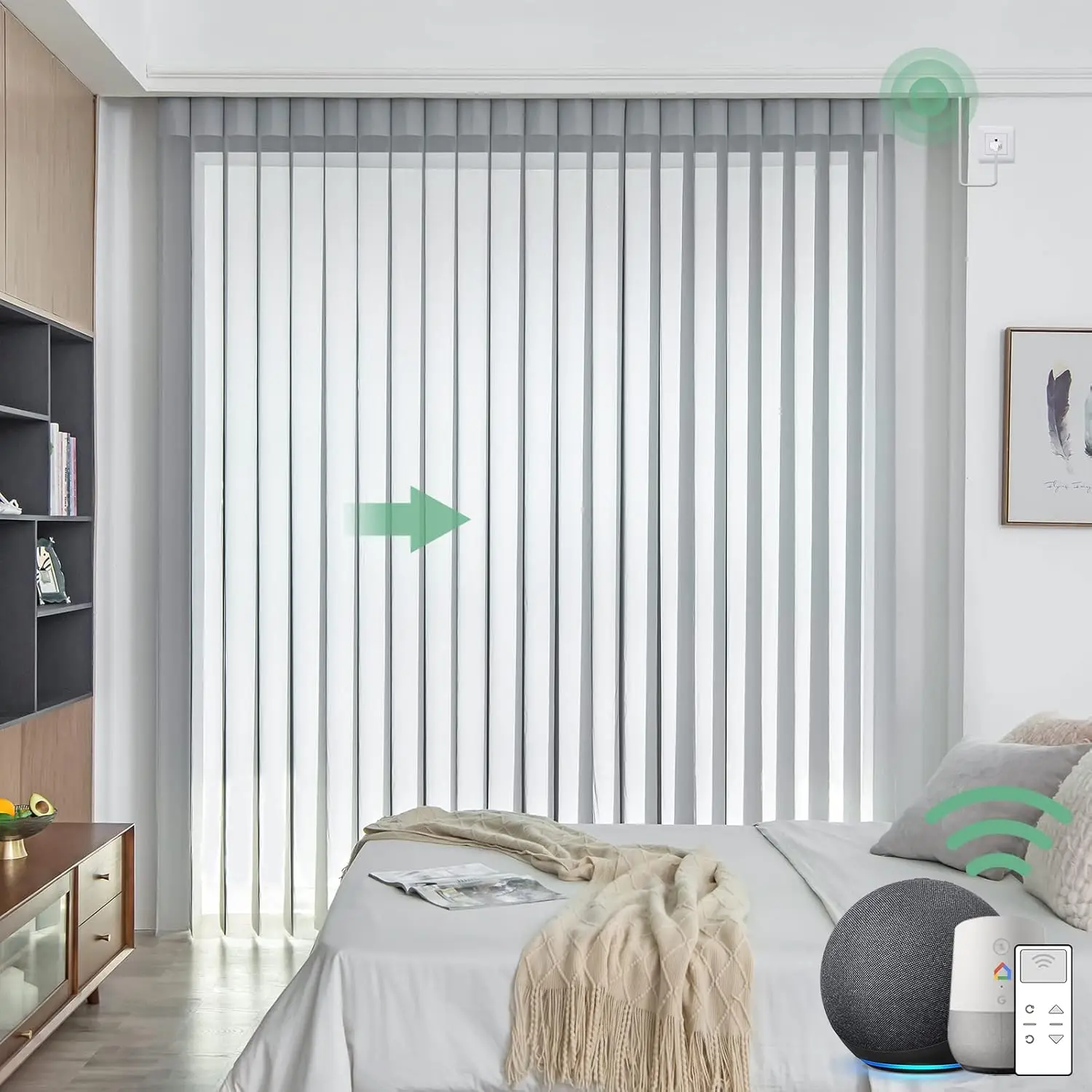 Bluetooth Smart Motorized Modern Fabric Vertical Electric Dream Curtain Blinds With ABS Plastic For Bedroom Living Room & Office
