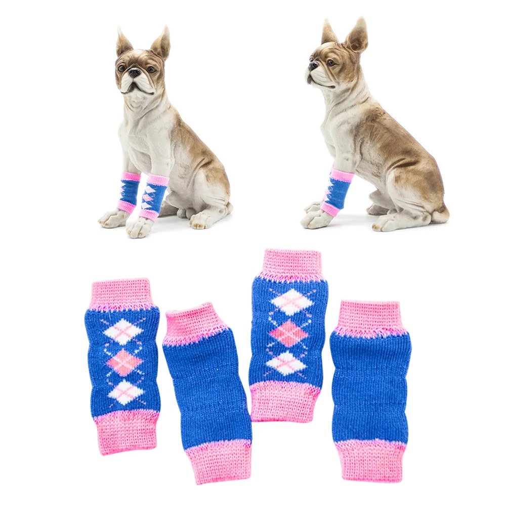 4pcs Leg Warmers Dogs Leg Sleeves Hock Protector Joint Supports Winter Leggings Cotton Socks Knee Pads for Small Medium Dogs