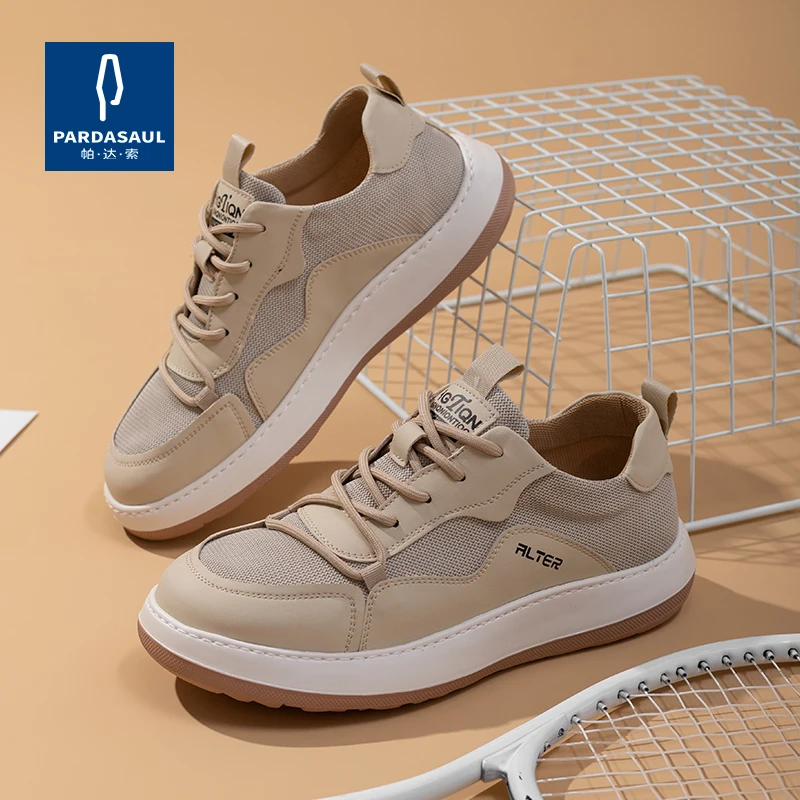 

Pardasaul white shoes men's summer thick soled casual leather shoes breathable trend thin board shoes PB230707