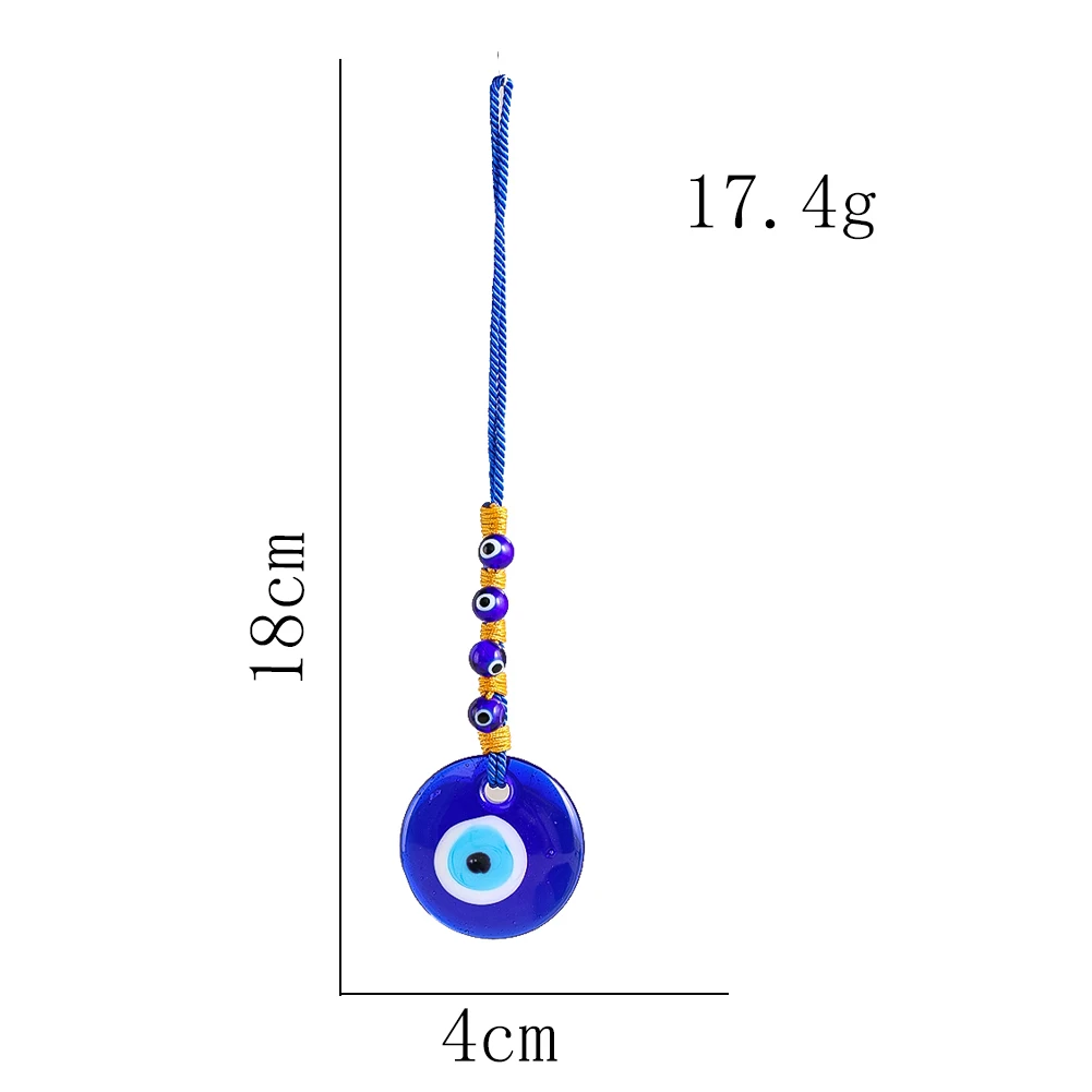 Turquoise Blue Eyed Amulet Pendant Hand Woven Evil Eye Glass Bead Keychain Lucky Charm Ornament for Porch Car Rearview Mirror