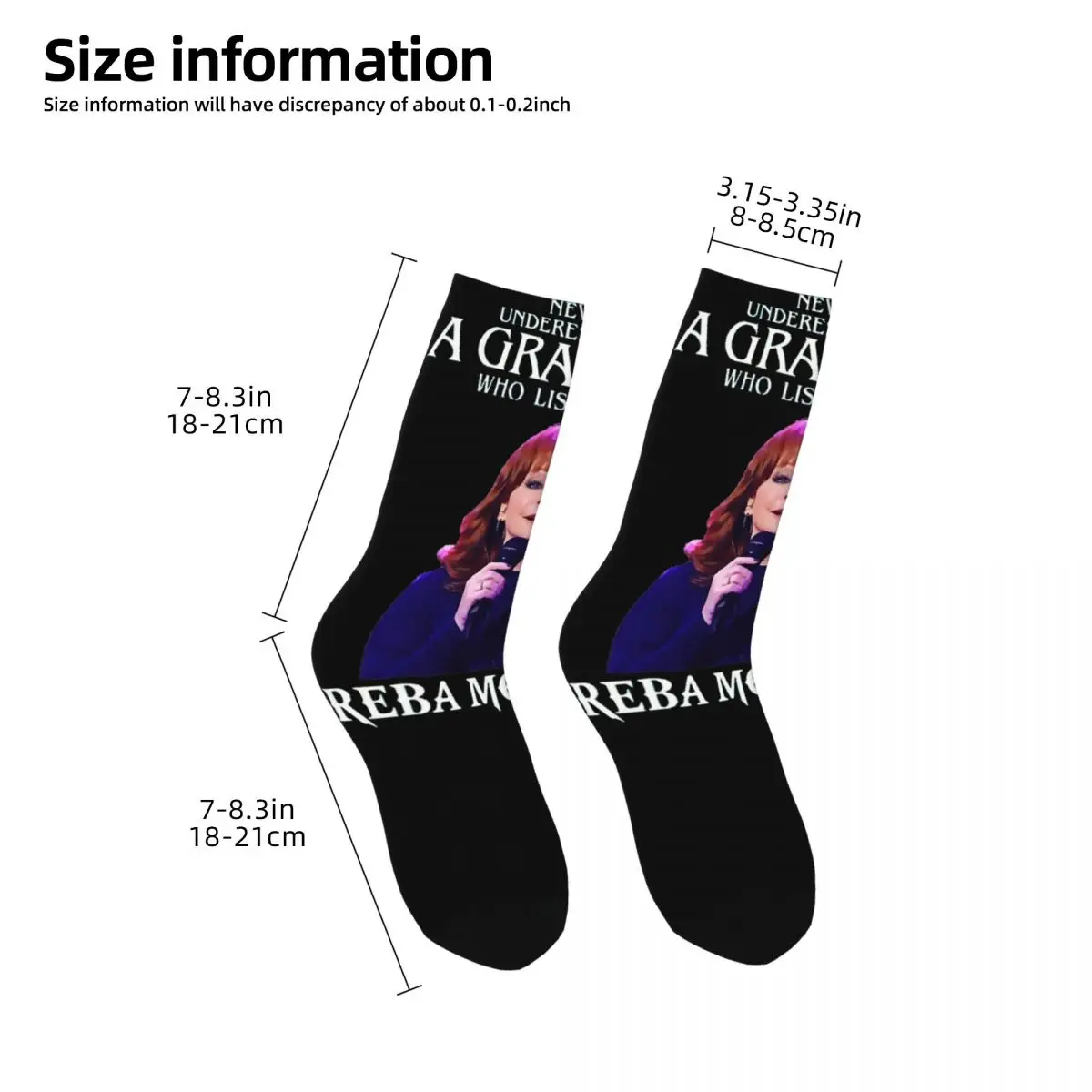 Calcetines Retro con estampado divertido para hombre y mujer, calcetín transpirable con diseño de cantante de música campestre, mcwhole Reba, accesorios para todas las estaciones