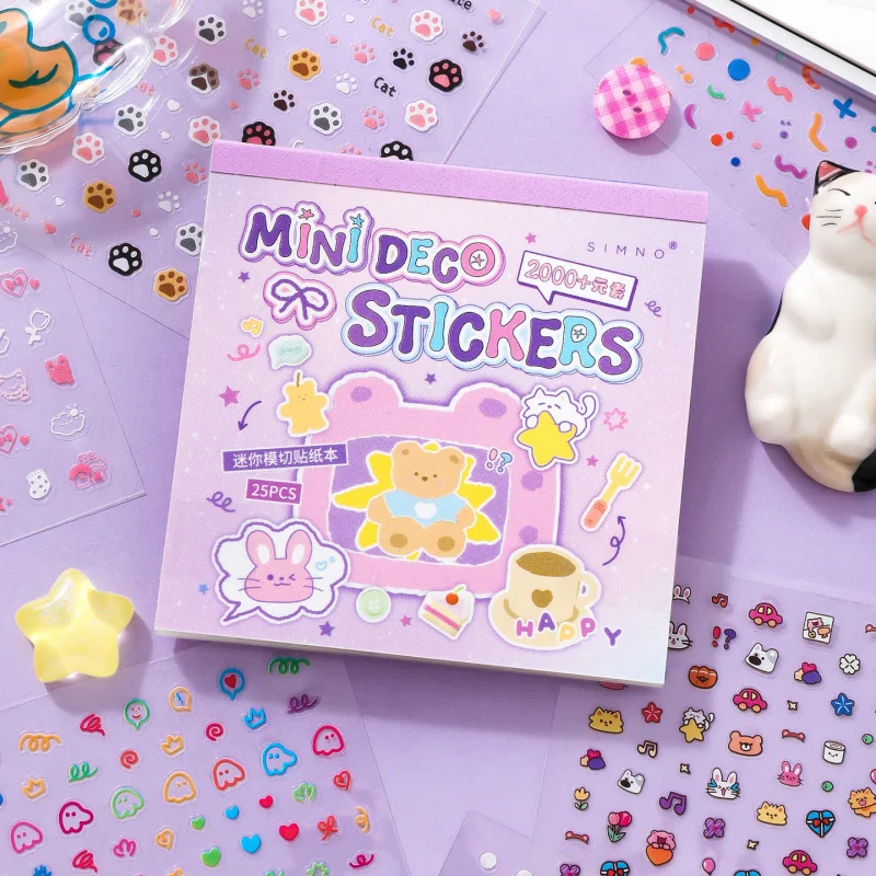 25 Sheets/Book Miniature Die-Cut Nail Sticker Set for DIY Manicure Decoration Scrapbook Mix Multifunctional Craft Supplies