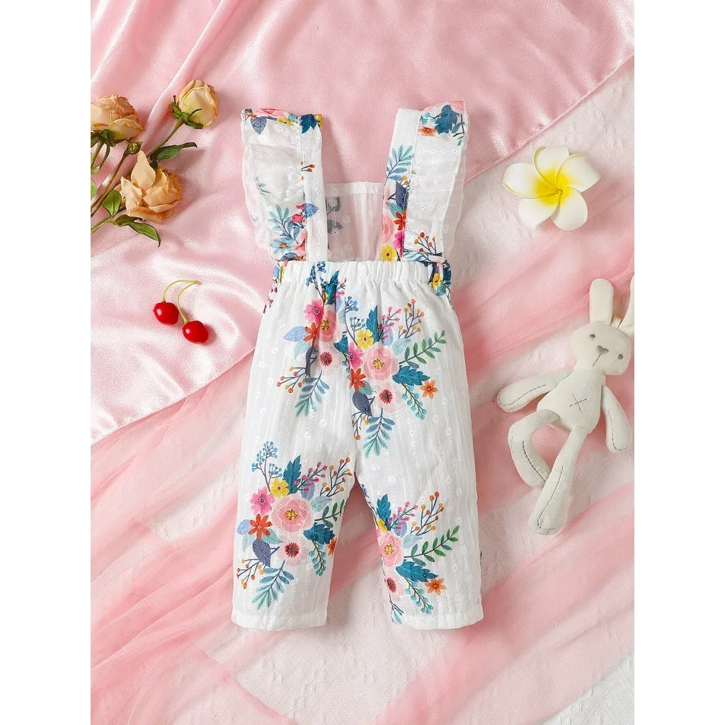 3-24 Months Newnborn Baby Girl Ruffle Sleeveless Floral Fashion Romper Summer Infant Girl Jumpsuit for Toddler Baby Daily Wear