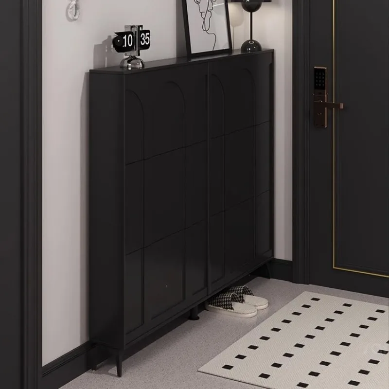 Ultra Slim American Style Shoe Cabinet Entryway Hallway Black Flip Top Shoe Cabinets Storage Cabinet Shoes Racks Furniture