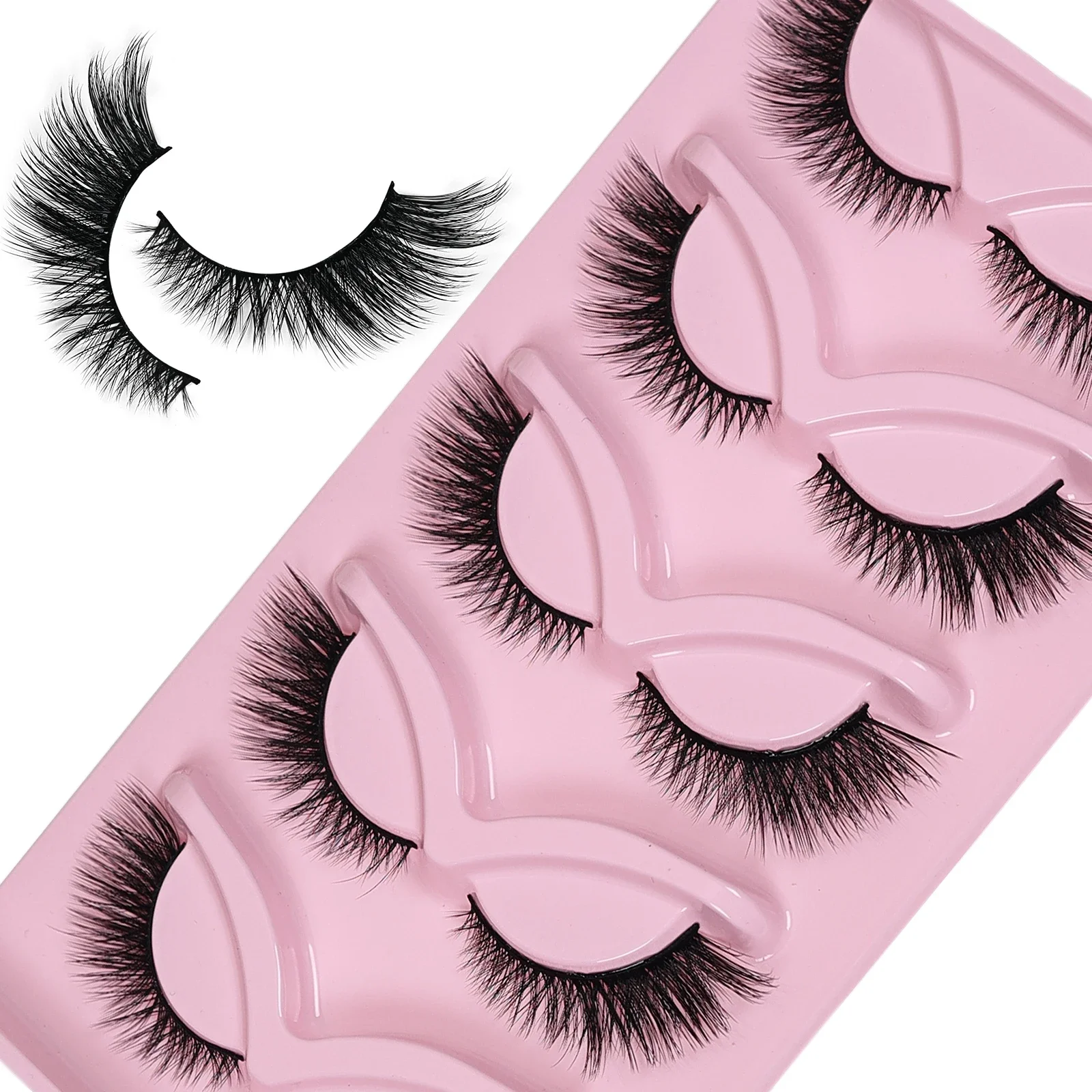 5 Pairs Cat Eye Lashes Wispy Fake Lashes Fluffy Cat Eye Lashes Extensions False Eyelashes