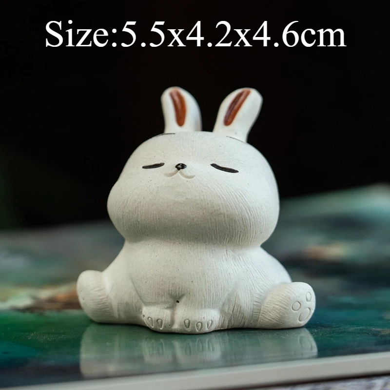 1 PC Purple Clay Zodiac Rabbit Tea Pet Ornament Breedable Creative Tea Play White Rabbit Tea Table Home Decor Accessory Present