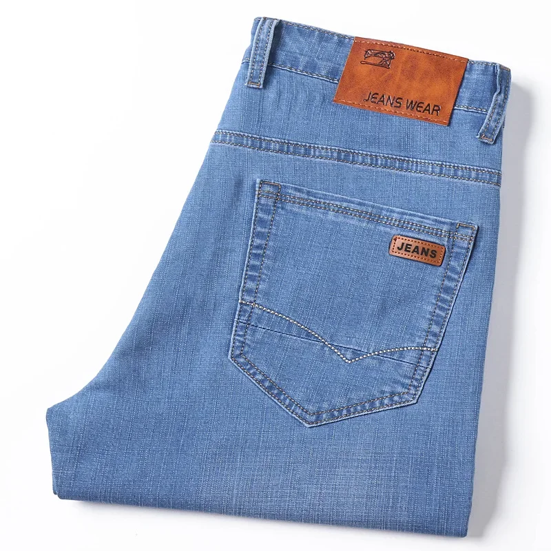 

Summer Thin Denim Shorts Men's Straight Leg Cropped Pants Loose Size 5 Minutes Breeches Casual Medium Pants Adult Gentleman