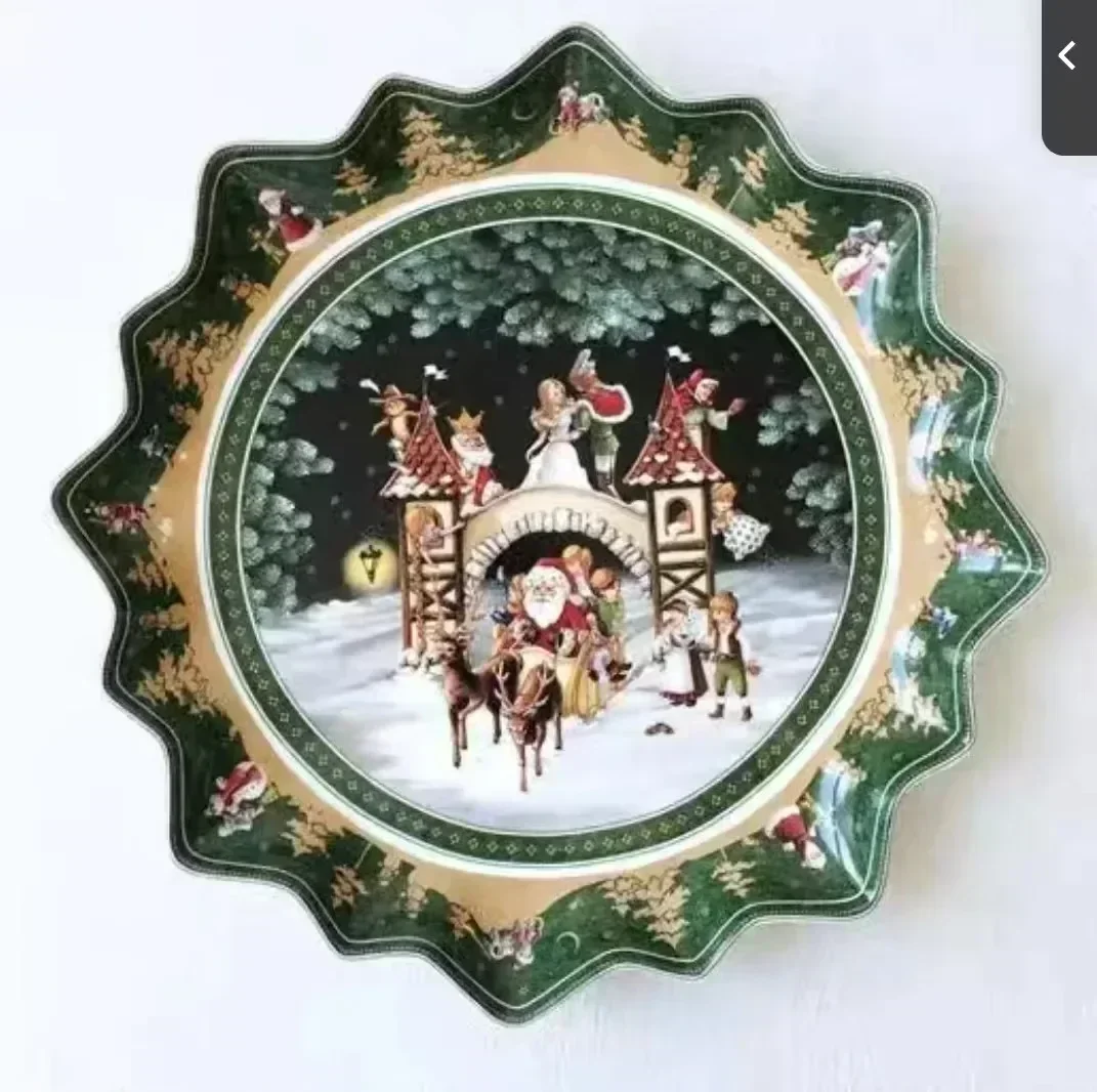 

German VB Christmas tableware European salad wavy edge square Western food bowl soup flat plate