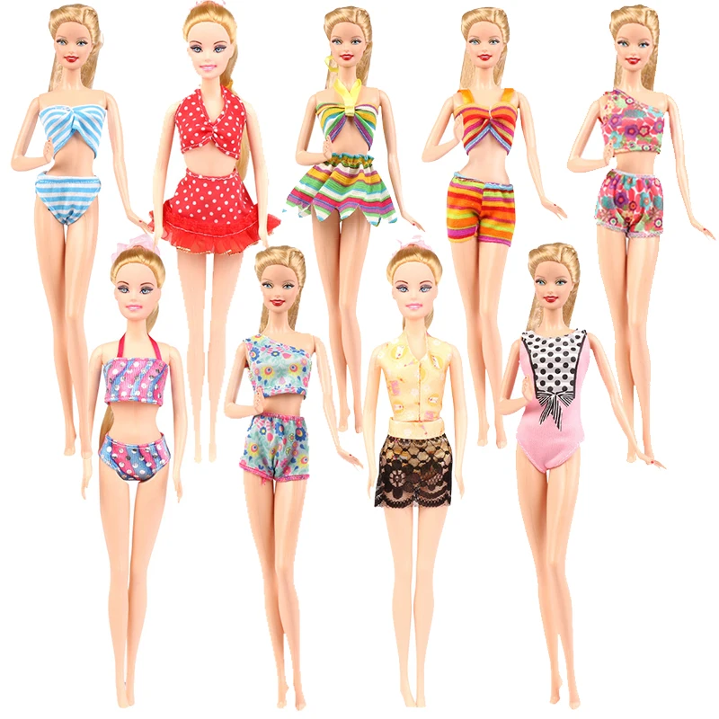 Suitable for Bjd 11inch 29cm Barbie Dolls Clothes Accessories Beach Split Swimsuit Summer Toys for Girls Colorful Dress Fashion