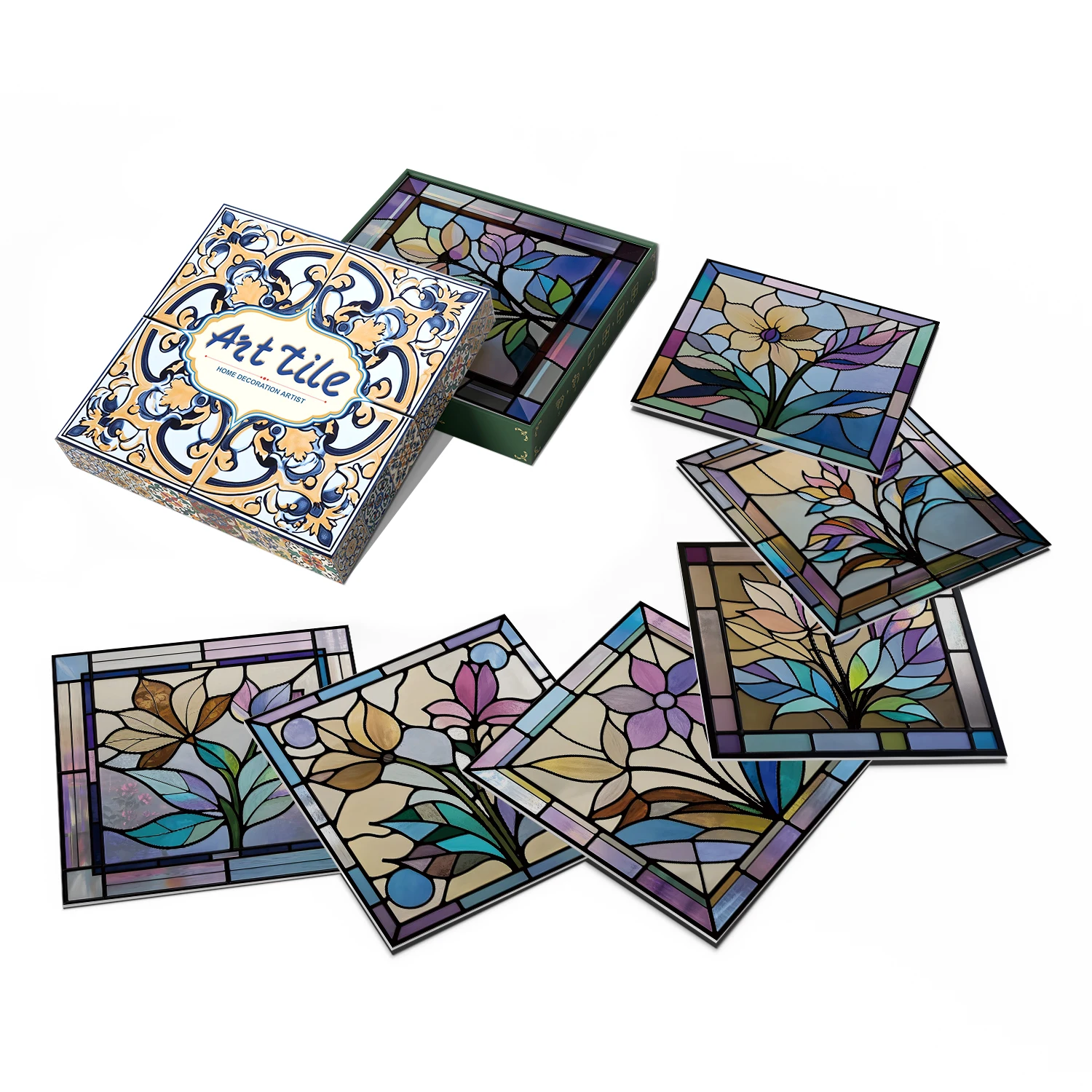 

Vintage Spanish Mosaic Tile Stickers, 5.91" Self Adhesive Waterproof Peel and Stick Backsplash for Kitchen Bathroom (12PCS)