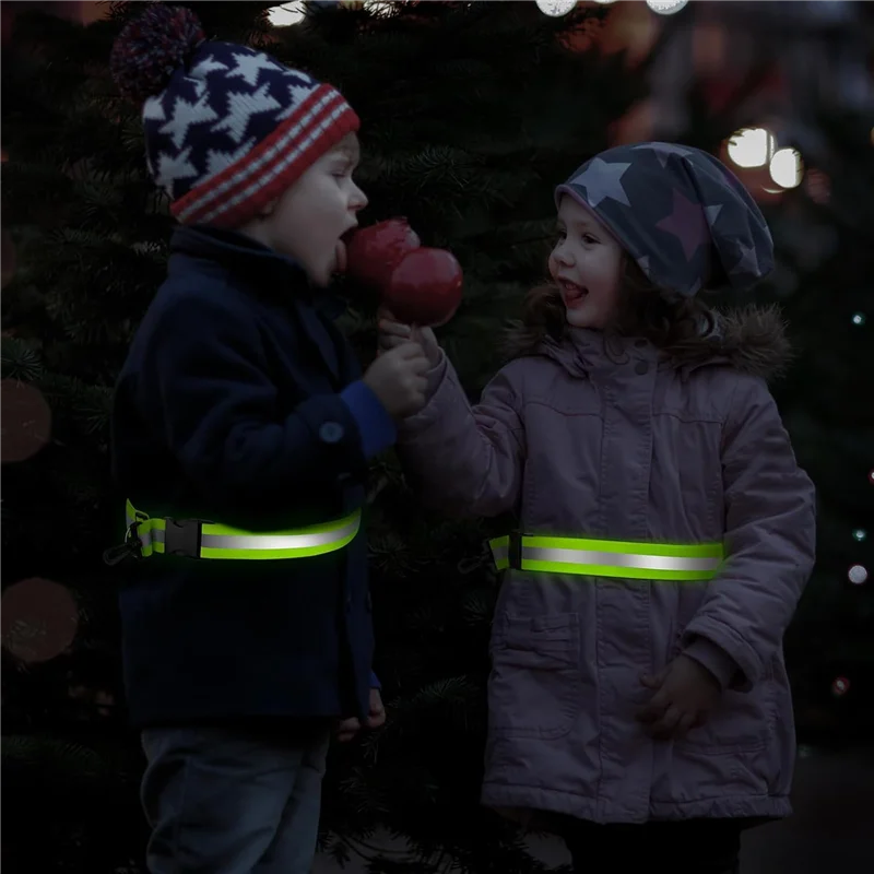 ABJM-2X 夜間ウォーキング用反射サッシュ、高視認性反射ランニングギアナイト、反射アームバンド4個付き