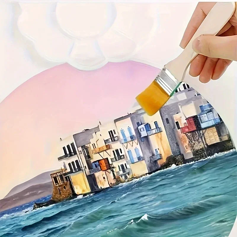 50pcs-nylon Brushes Short Wooden Handle Art Paint Watercolor Wall Cleaning Tools High Quality